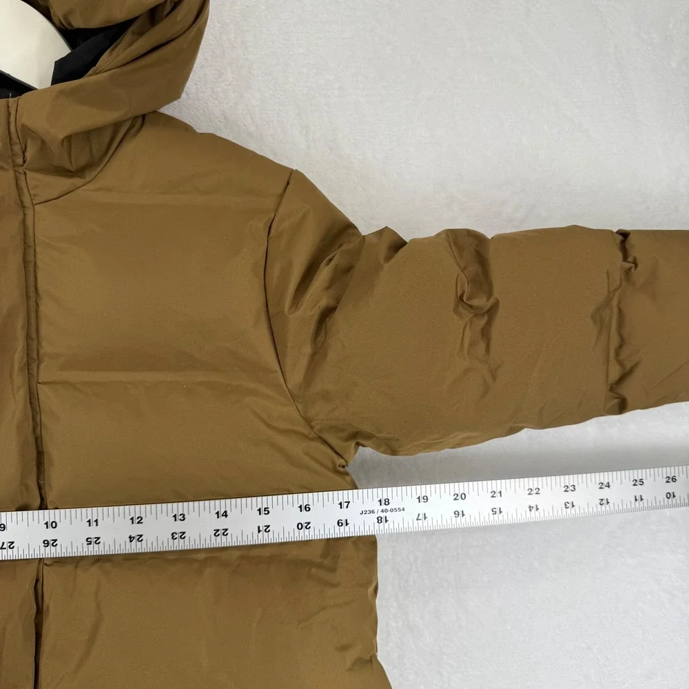 Zara Kids Brown Longline Hooded Down Puffer Coat Jacket‎ Size 8 READ